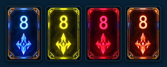 A valid group: 8 in blue, yellow, red and orange.